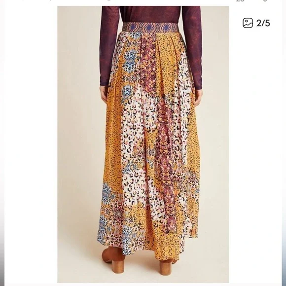 Anthropologie Bhanuni Panthers Animal Print Maxi Skirt size 10 - Picture 2 of 8
